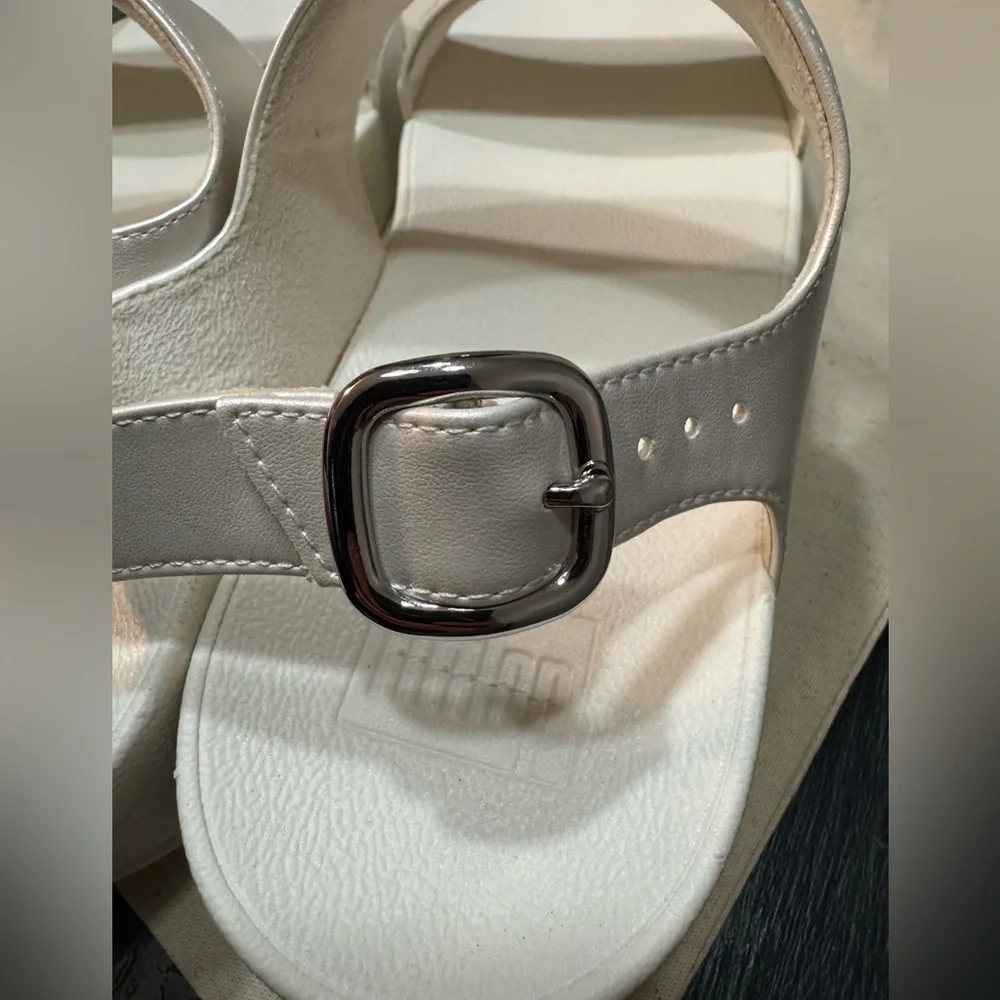 FitFlop Lulu Crystal Embellished Back-Strap Sandals in Crème Size 10 - Picture 8 of 11